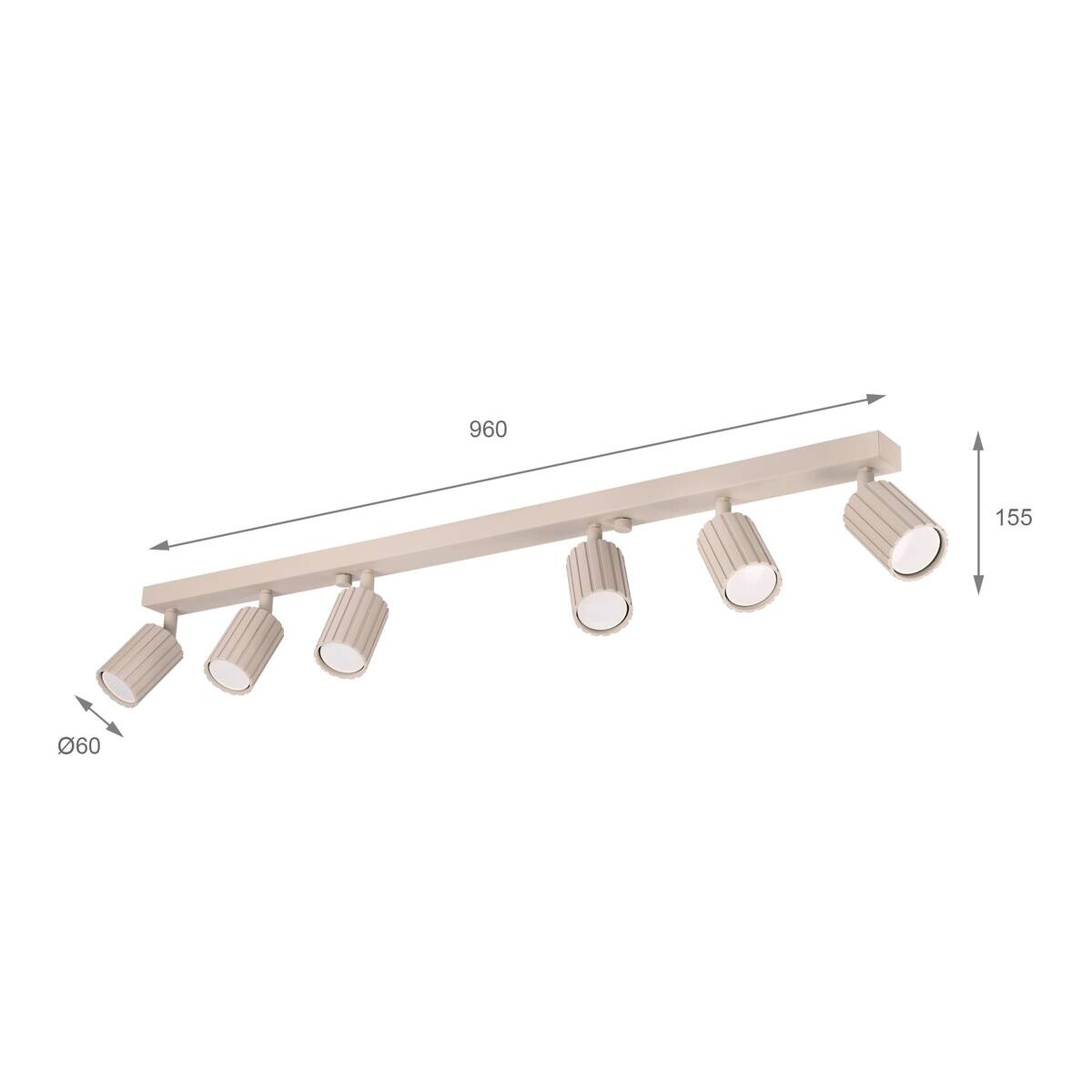 Lamkur Strahler Prisma beige Stahl B/H/L: ca. 6,5x16,5x117 cm 6 Brennstellen