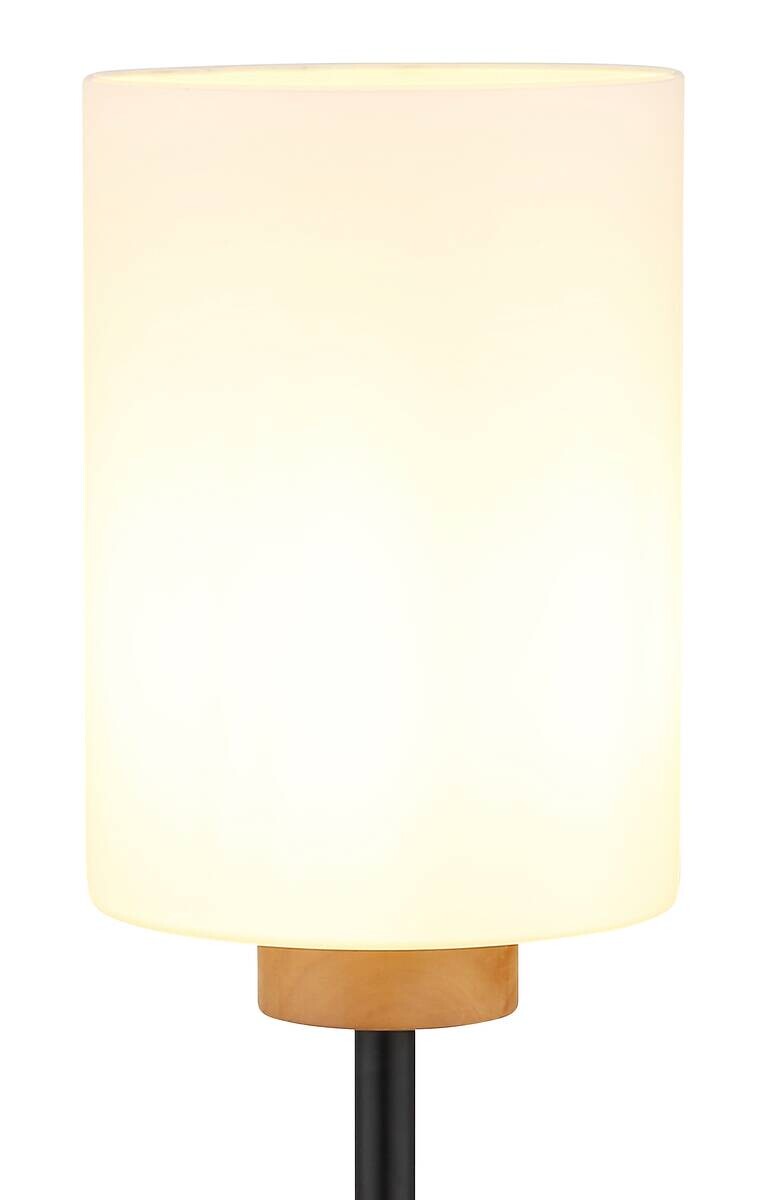GLOBO Stehlampe Opal schwarz Metall Glas H/D: ca. 150x25 cm E27 1 Brennstellen
