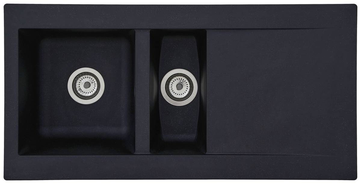 Respekta Einbauspüle Denver 1,5 100 x 50 S schwarz Mineralite B/H/T: ca. 100x20x50 cm