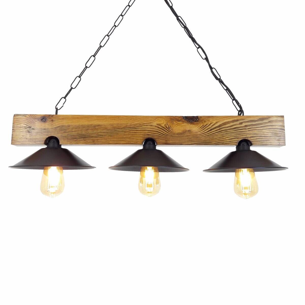 Opviq Pendelleuchte Üc Sapka Avize schwarz nussbaum B/H/T/L: ca. 80x65x22x80 cm E27 3 Brennstellen
