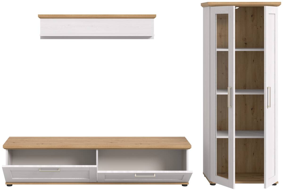 Wohnwand VERONA Lärche Nachbildung Eiche Nachbildung B/H/T: ca. 240x161x40 cm