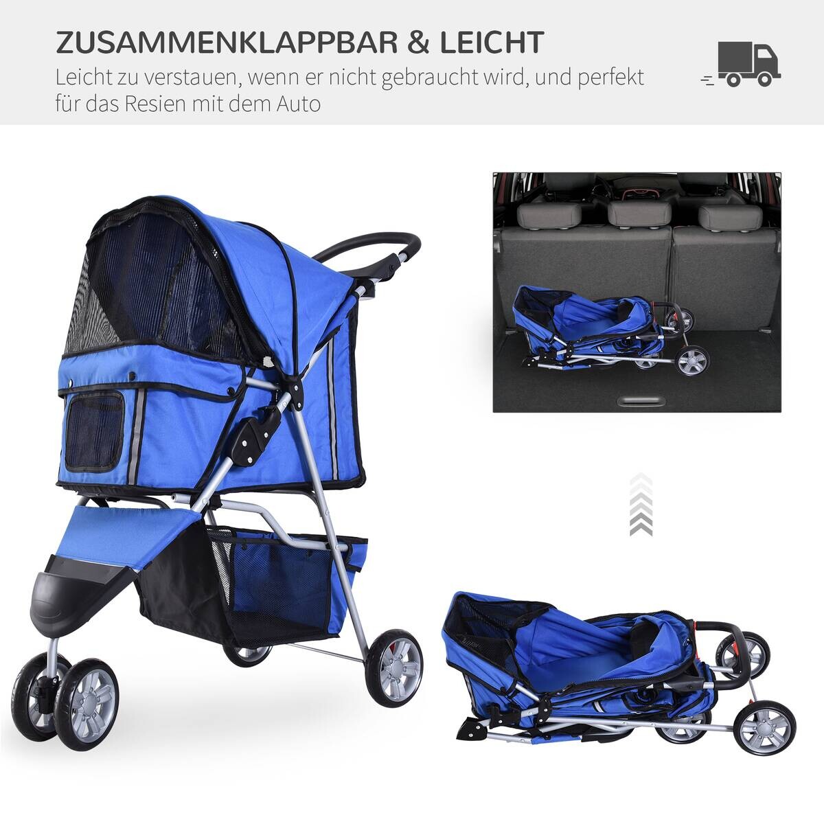PawHut Hunde-Zubehör blau Nylon B/H/L: ca. 45x75x97 cm
