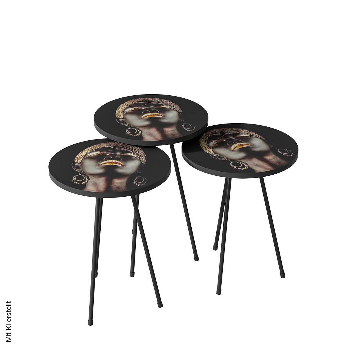 Beistelltisch 3er-Set. 10878430 schwarz Metall B/H/T: ca. 38x55x38 cm