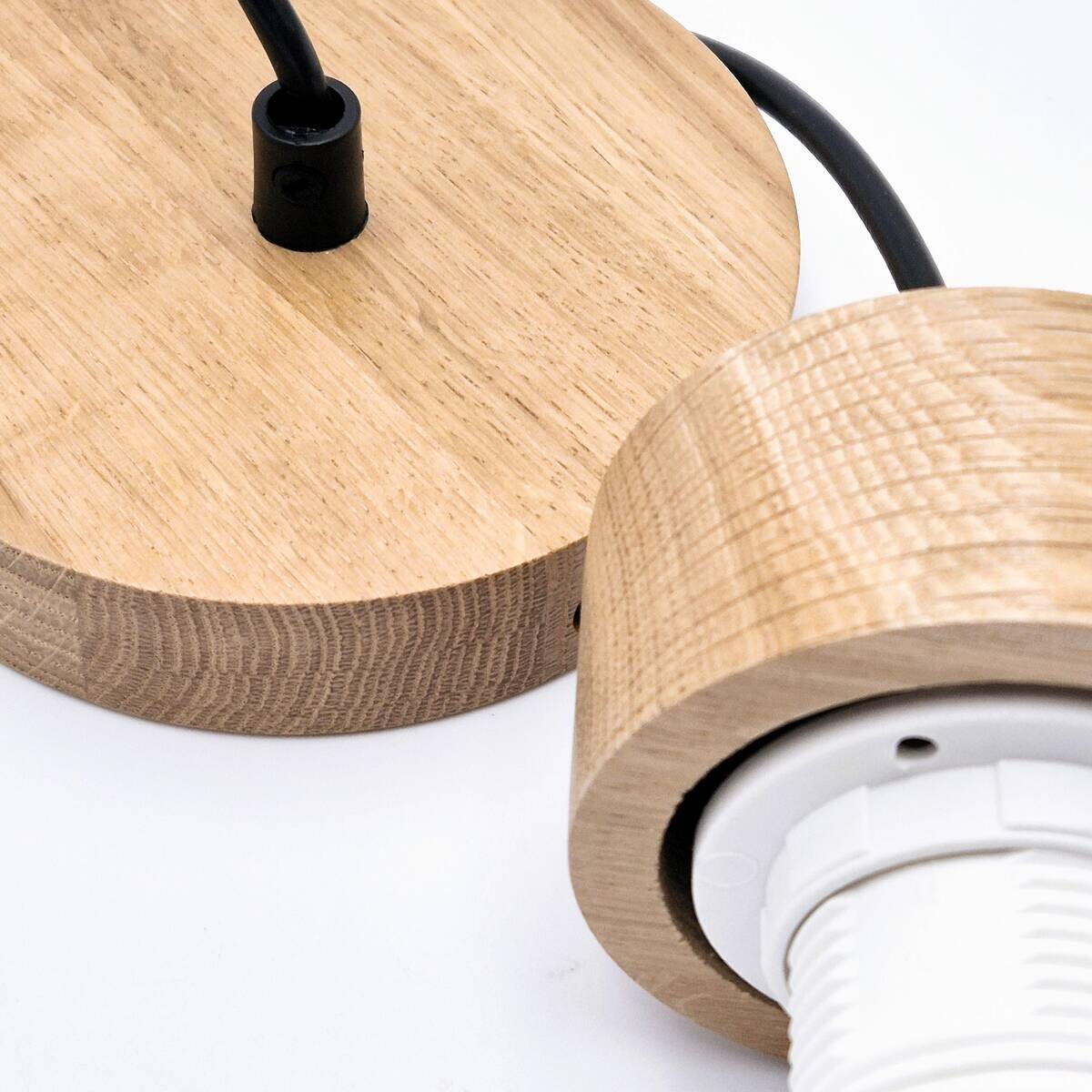 Lamkur Hängeleuchte Harmony weiß Eiche Glas Holz B/H/L: ca. 20x105x20 cm 1.0 Brennstellen