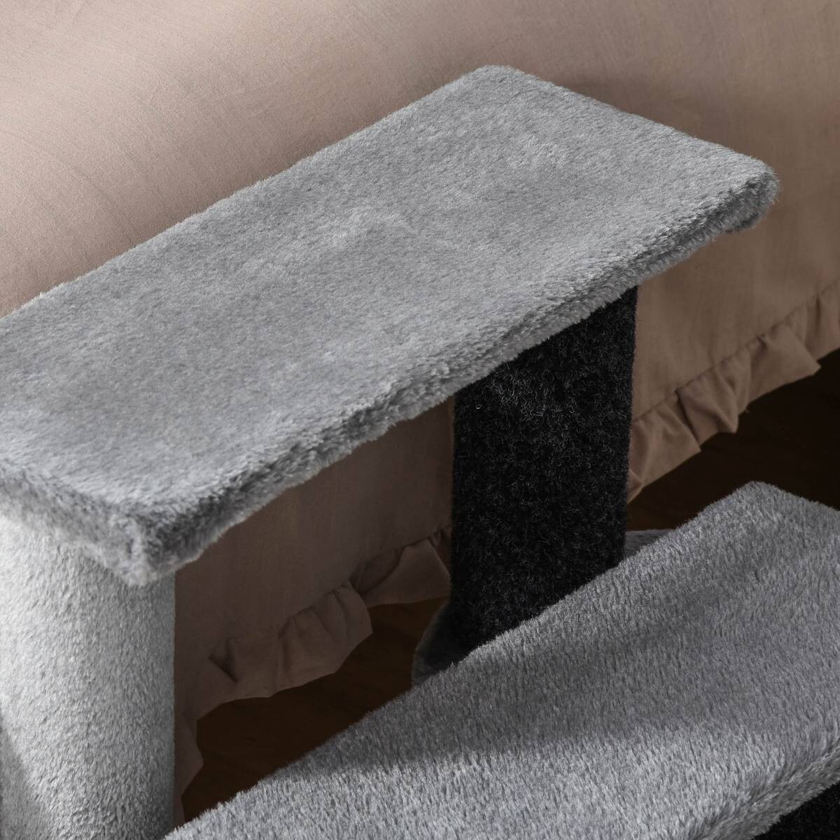 PawHut Haustiertreppe grau Polyester B/H/L: ca. 40x48x45 cm
