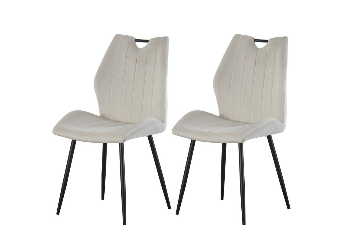 Stuhl CHRISTIN, 2er Set creme Samt B/H/T: ca. 52x58x75 cm