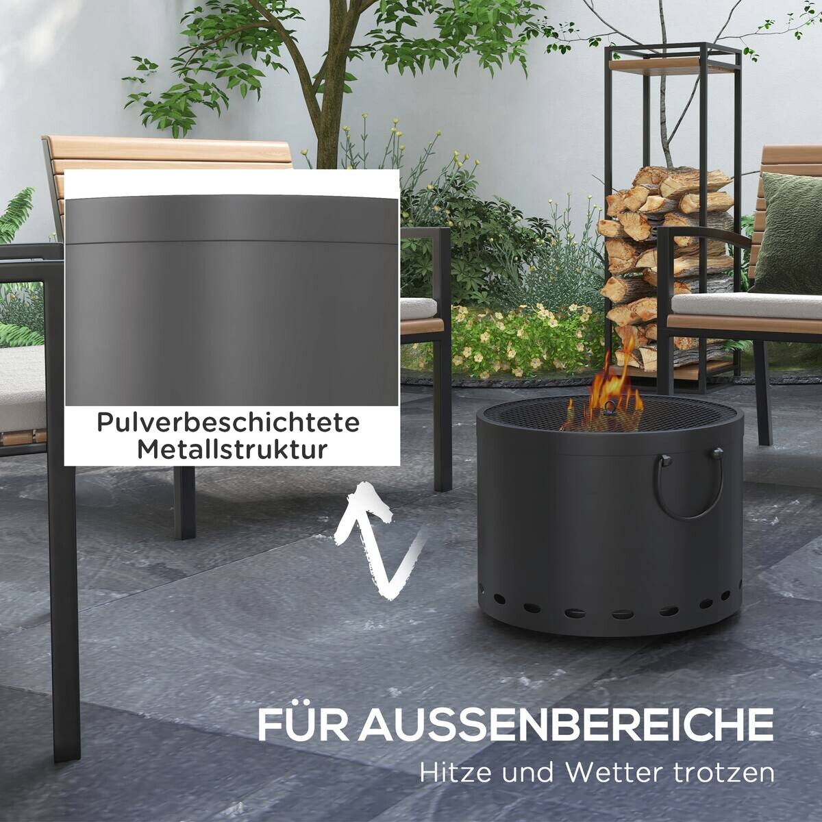 Outsunny Feuerschale dunkelgrau Polypropylen B/H/L: ca. 38x38x27 cm