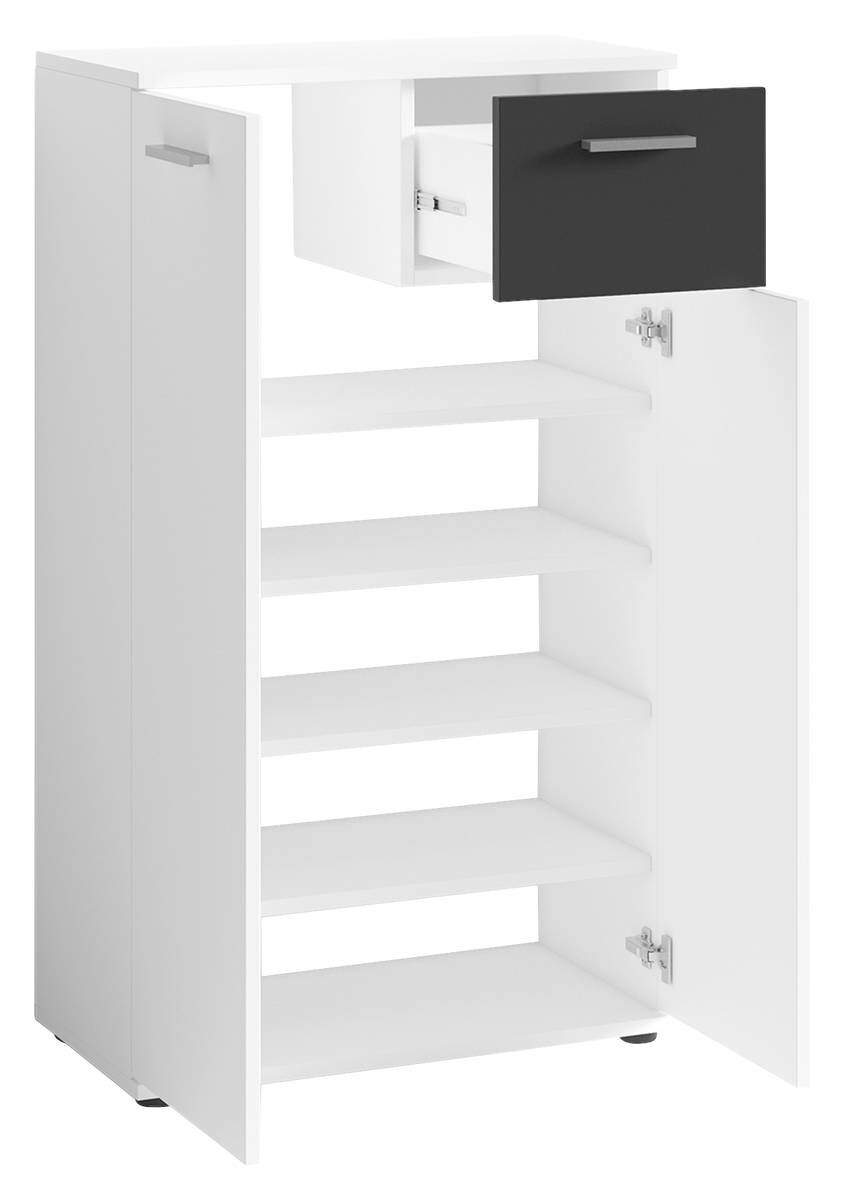 Schuhkommode JAKOB weiß schwarz B/H/T: ca. 60x102x30 cm