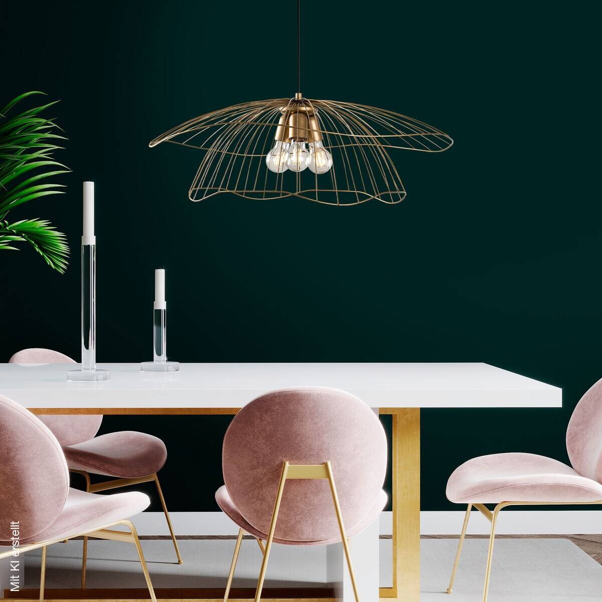 Opviq Pendelleuchte gold B/H/T: ca. 70x124x70 cm E27 3 Brennstellen
