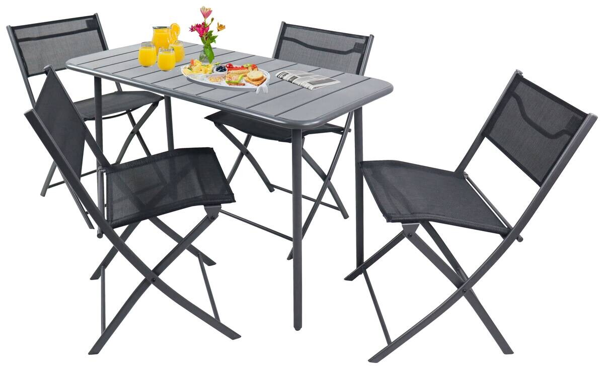 VCM Gartensitzgruppe Sumila schwarz Stahl B/H/L: ca. 45x79x46 cm