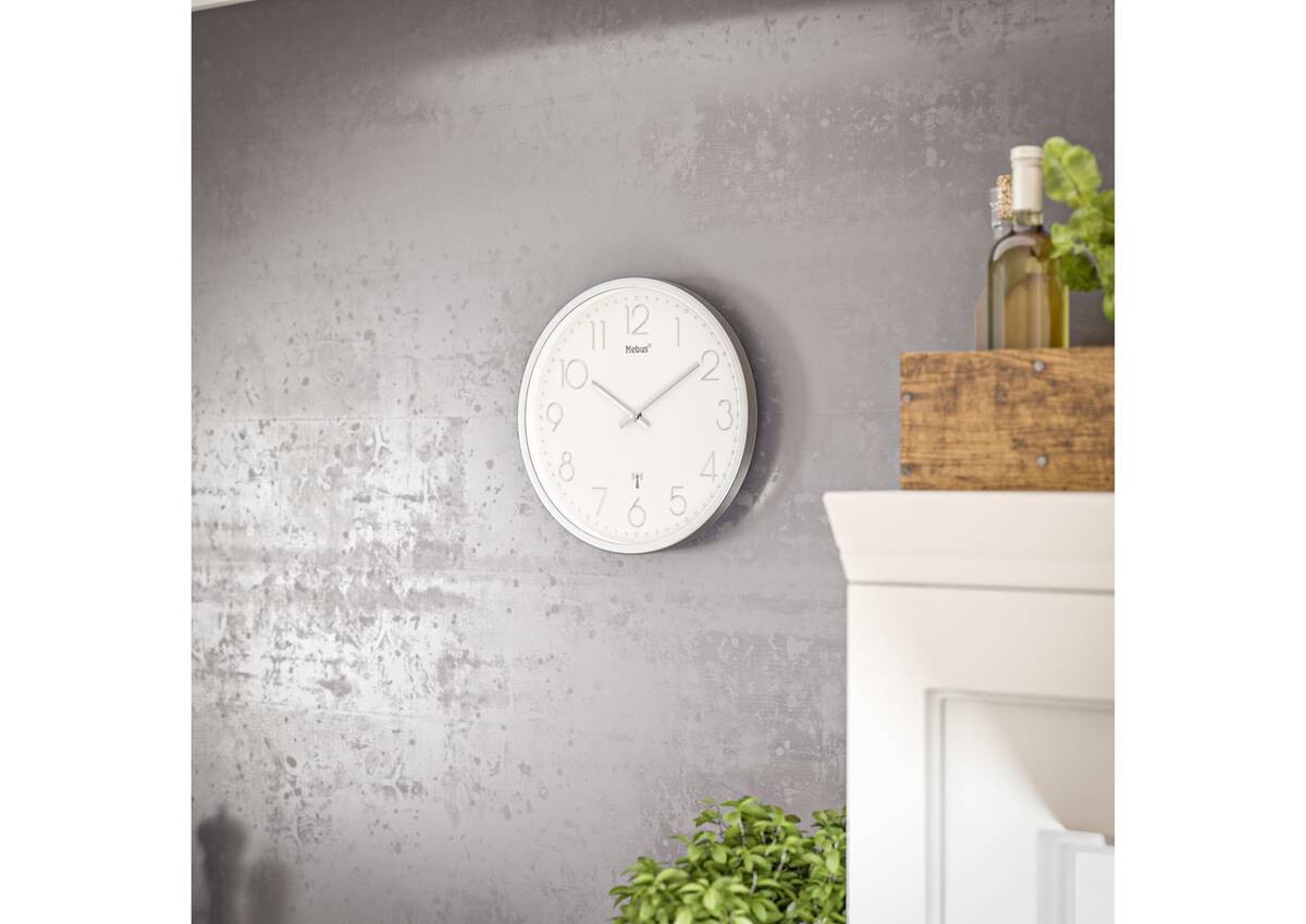 Mebus Wanduhr weiß D: ca. 25 cm