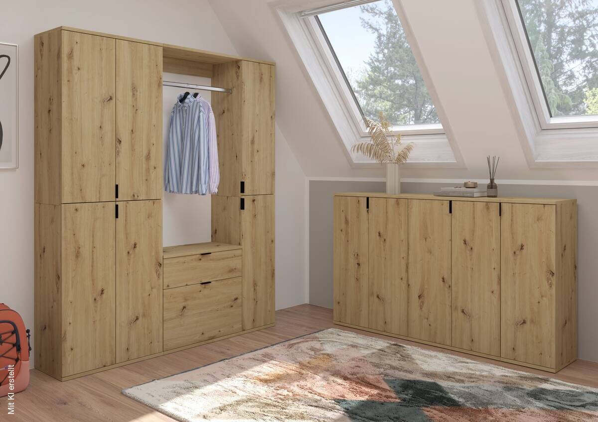 Garderobe PROJEKT Eiche Artisan Nachbildung B/H/T: ca. 152x99x34 cm