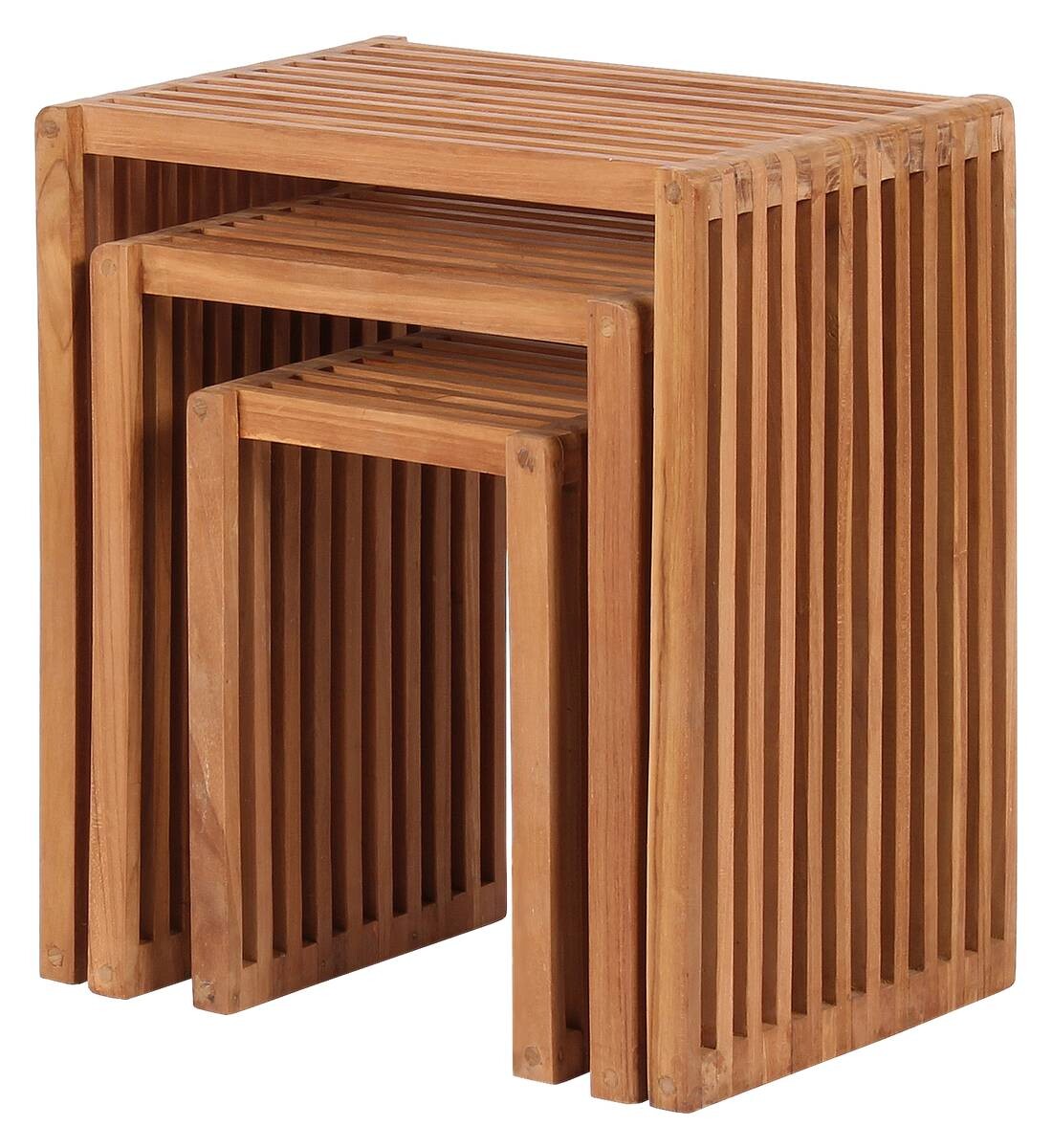 deVries Beistelltisch Woodie hellbraun Teakholz B/H/T: ca. 45x50x30 cm