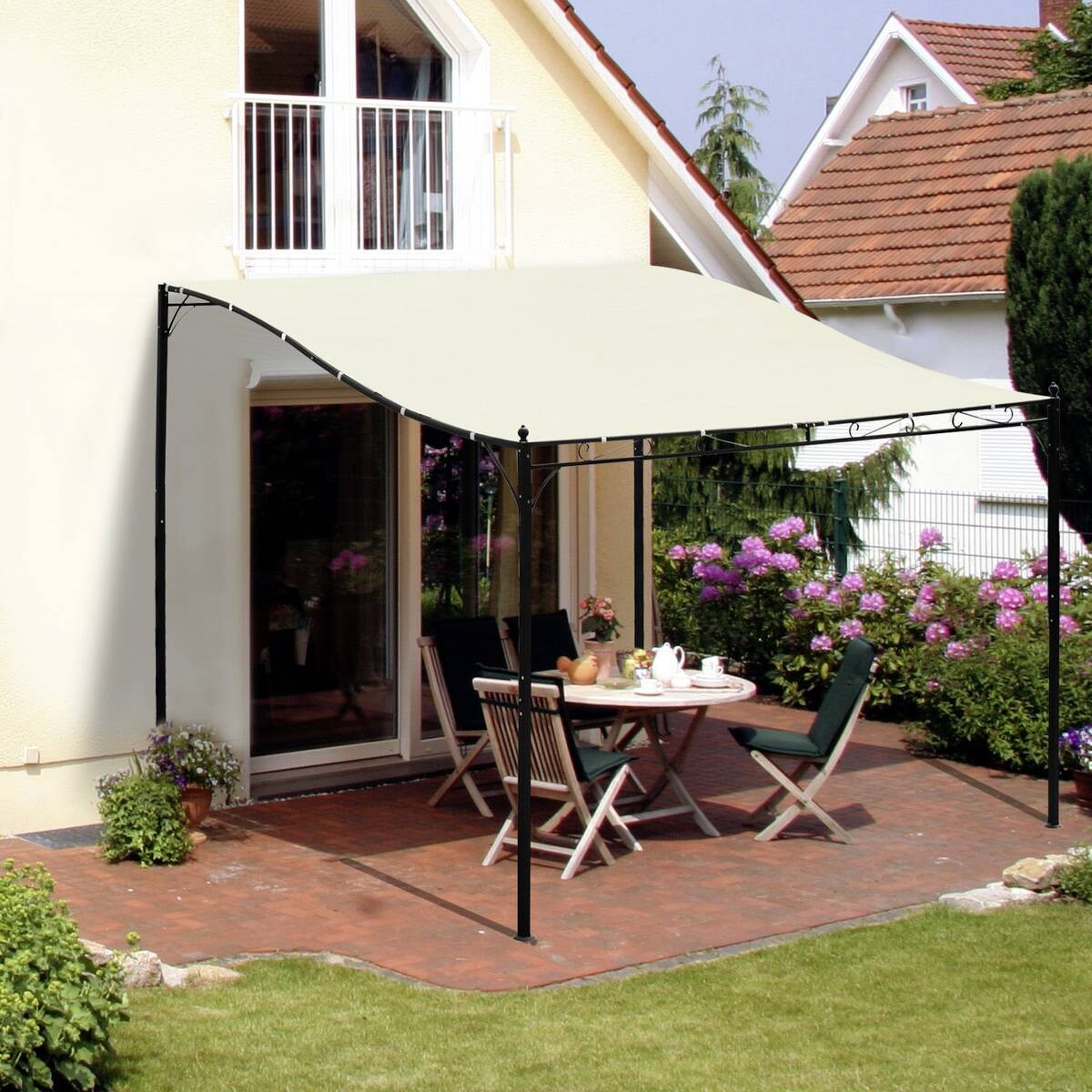 Outsunny Terrassenüberdachung creme Eisen B/H/L: ca. 297x245x297 cm