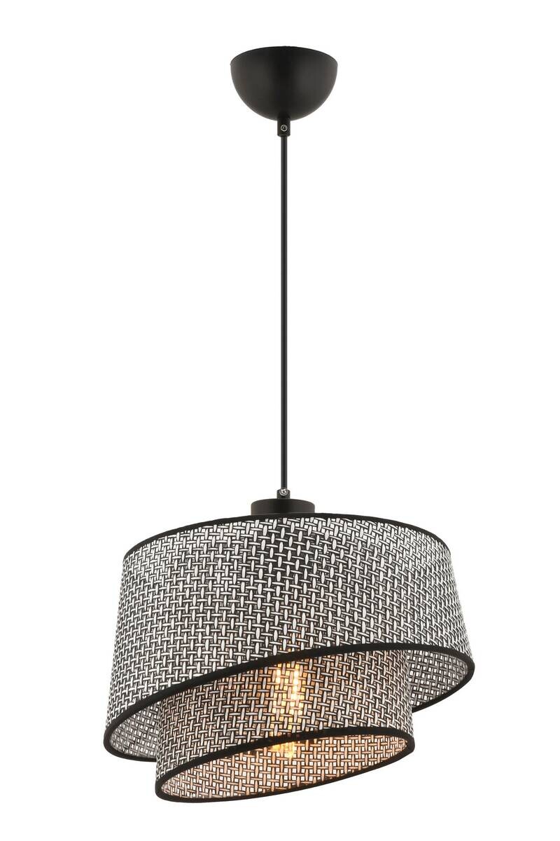 Opviq Pendelleuchte Barette grau Stoff Metall B/H/L: ca. 32x65x32 cm E27 1 Brennstellen