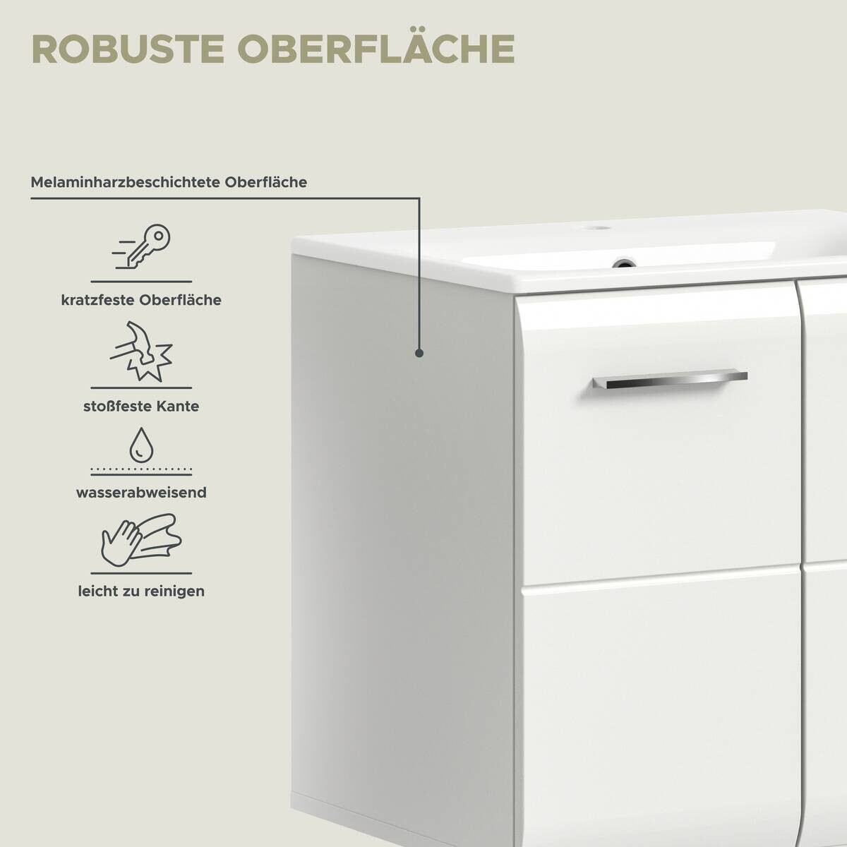 Badezimmer-Set Ice weiß weiß Hochglanz B/H/T: ca. 60x185x46 cm