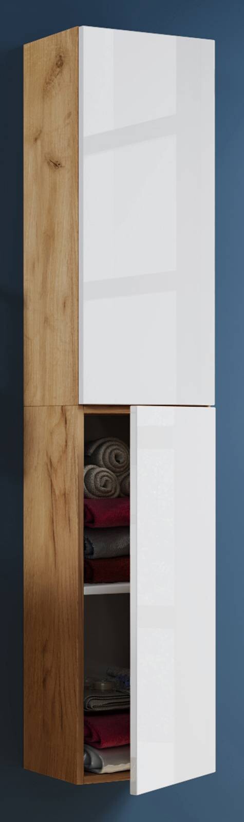 Hochschrank Lendas Eiche Honig Nachbildung weiß B/H/T: ca. 33x150x22 cm