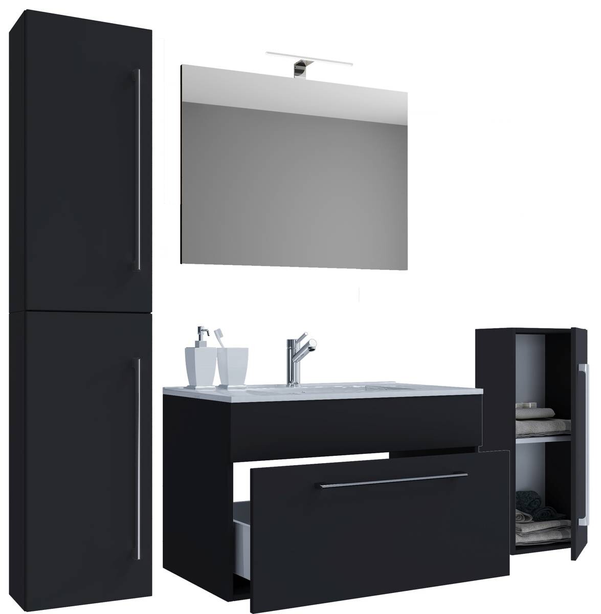 Waschplatz 5tlg-Badinos schwarz B/H/T: ca. 80x50x46 cm