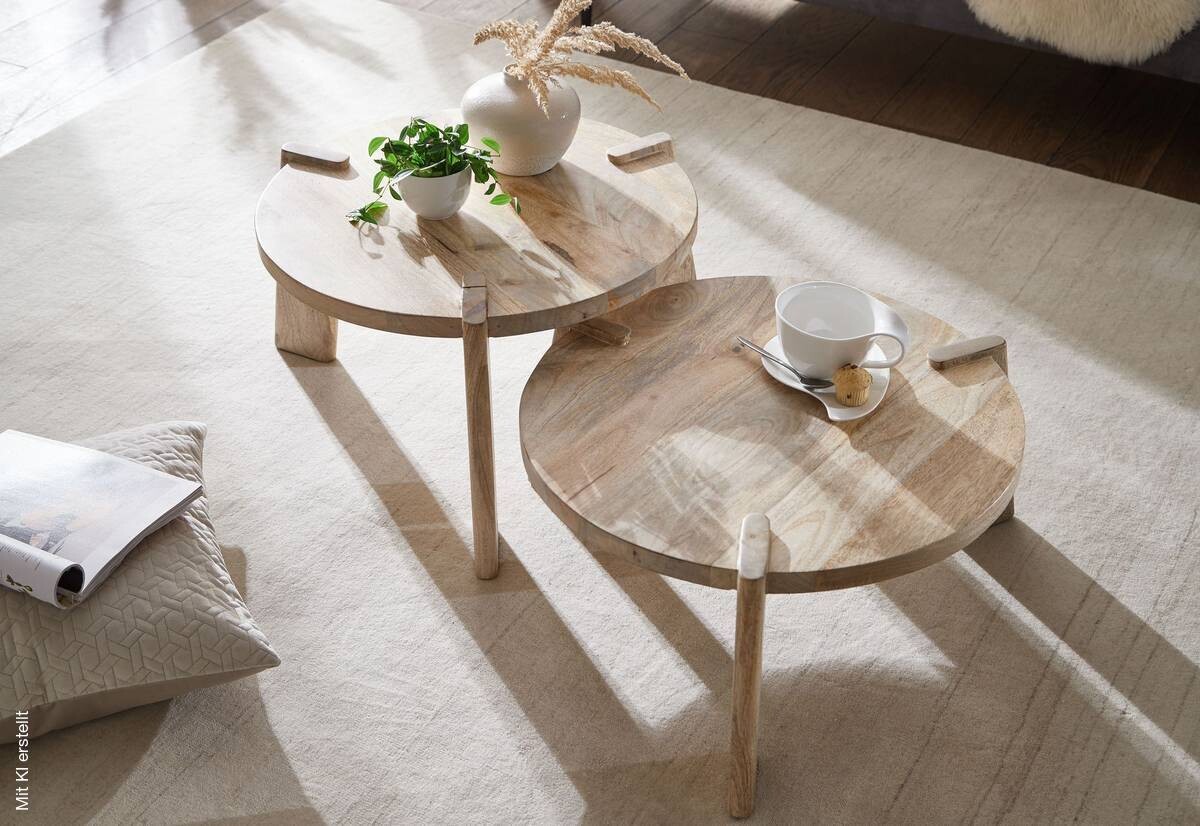 Couchtisch 2er-Set. natur