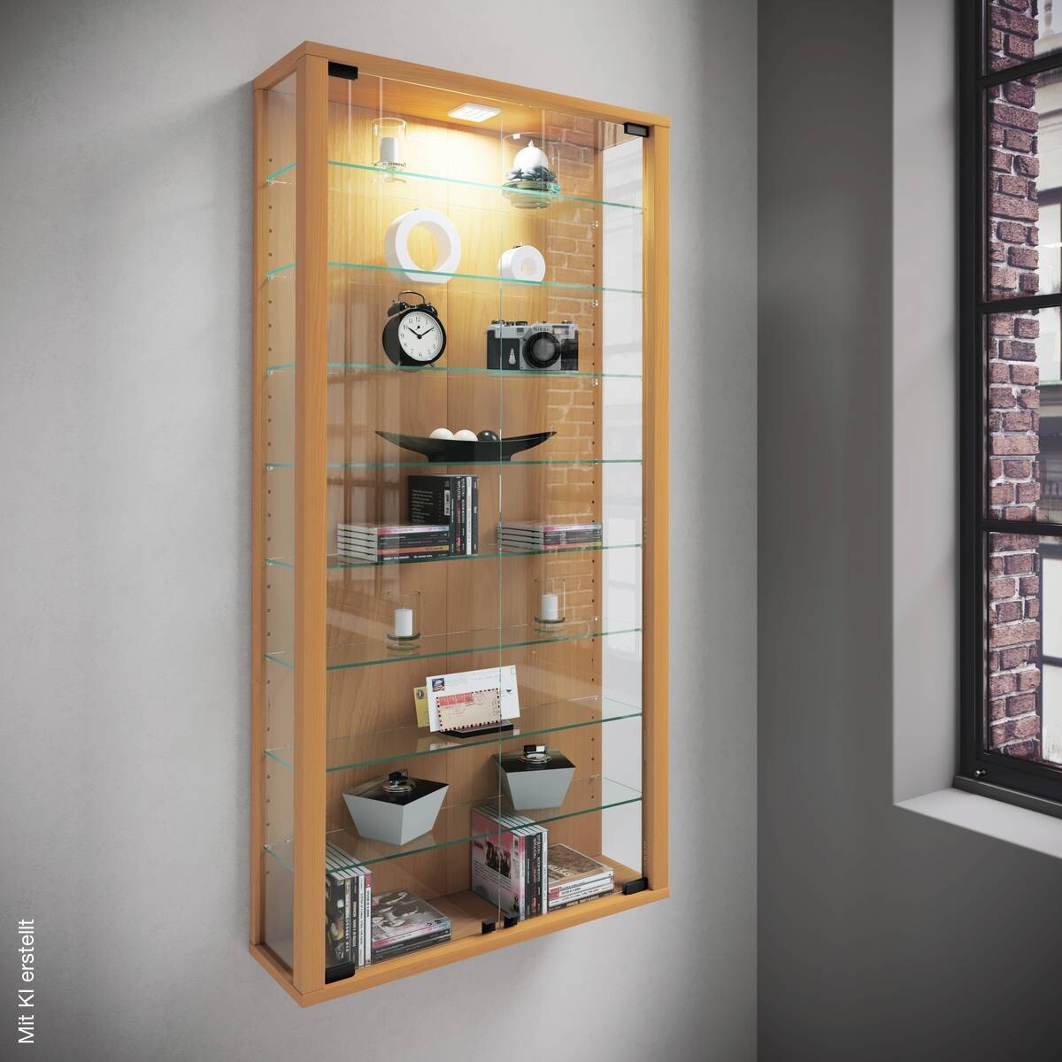 Vitrine Vitrosa Maxi buche Holzwerkstoff Glas B/H/T: ca. 59x113x18 cm
