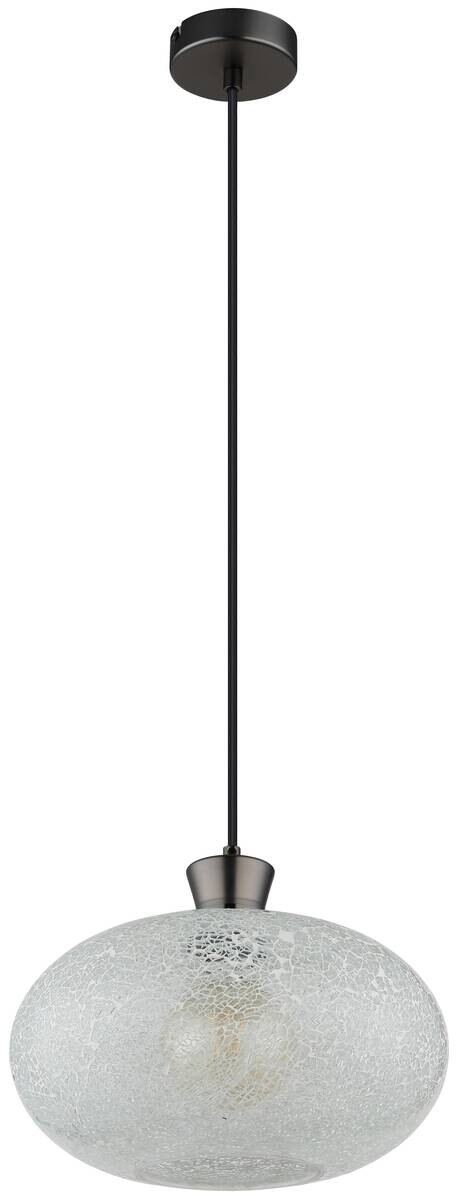 GLOBO Hängeleuchte Chrom schwarz Metall Glas B/H/L: ca. 19x33x33 cm E27 1 Brennstellen