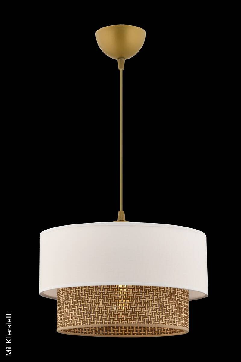 Opviq Pendelleuchte Echo weiß beige Baumwolle B/H/T/L/D: ca. 30x65x30x30x30 cm E27 1 Brennstellen