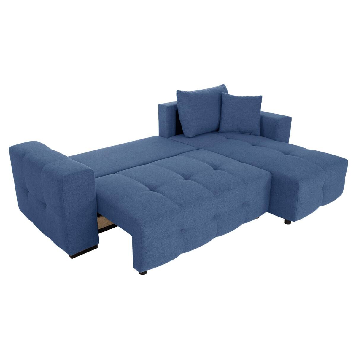 Ecksofa mit Bettfunktion und Bettkasten blau Webstoff B/H/T: ca. 247x83x162 cm