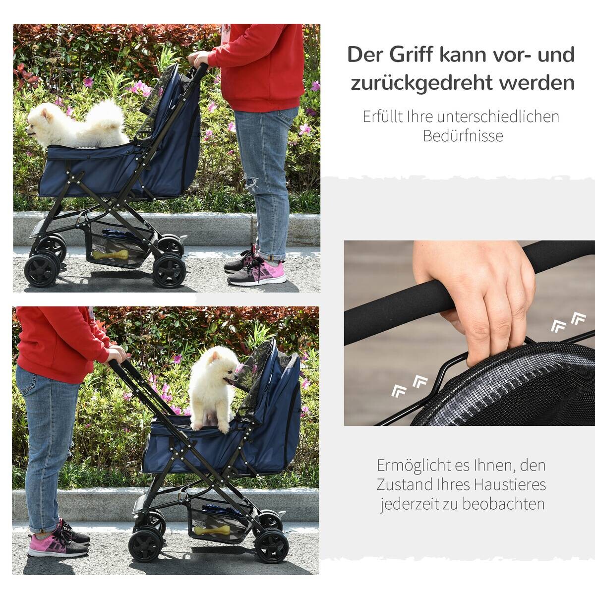 PawHut Hunde-Zubehör blau Polyester B/H/L: ca. 52x76,5x95 cm