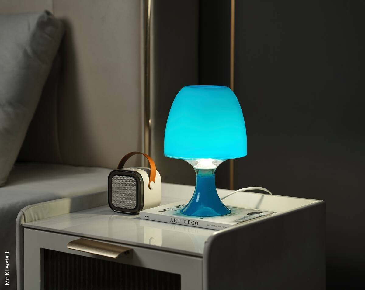 POCOline Tischleuchte Sveta blau Kunststoff H: ca. 24 cm E14 1 Brennstellen