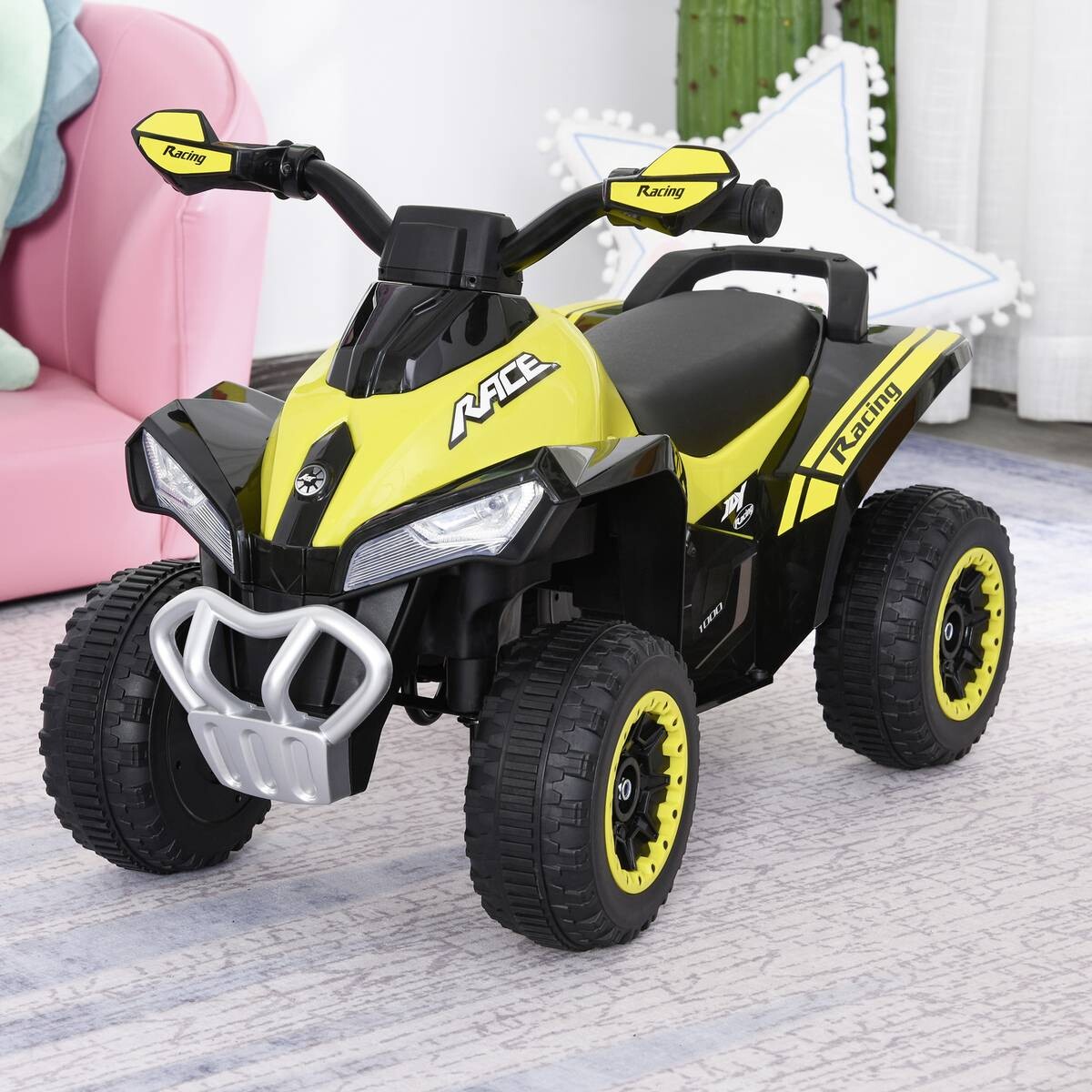 HOMCOM Kinder-Rutscherfahrzeug gelb B/H/L: ca. 38x44x67,5 cm