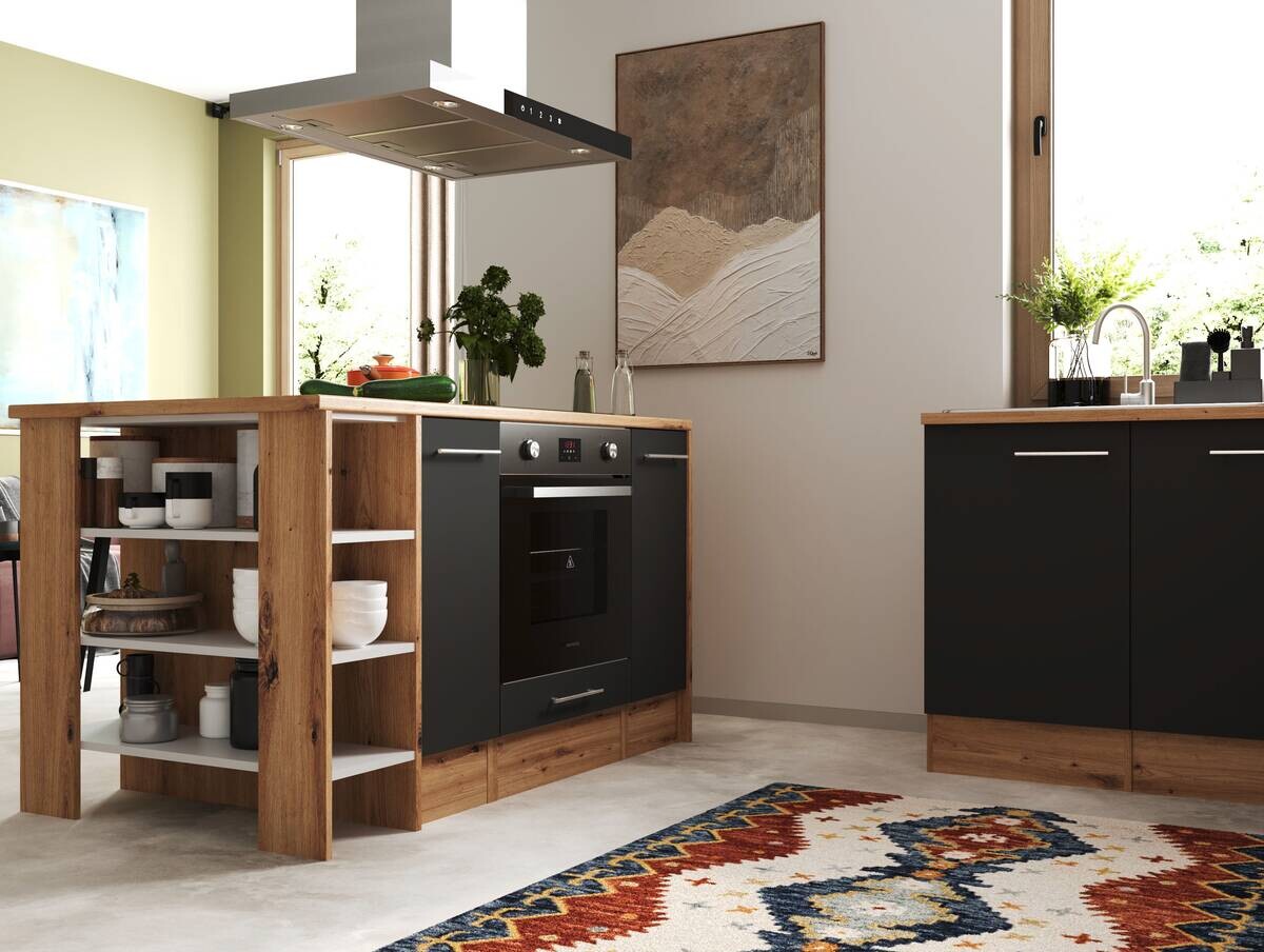 Respekta Inselküche Hilde grau matt B/H/T: ca. 310x205x172 cm