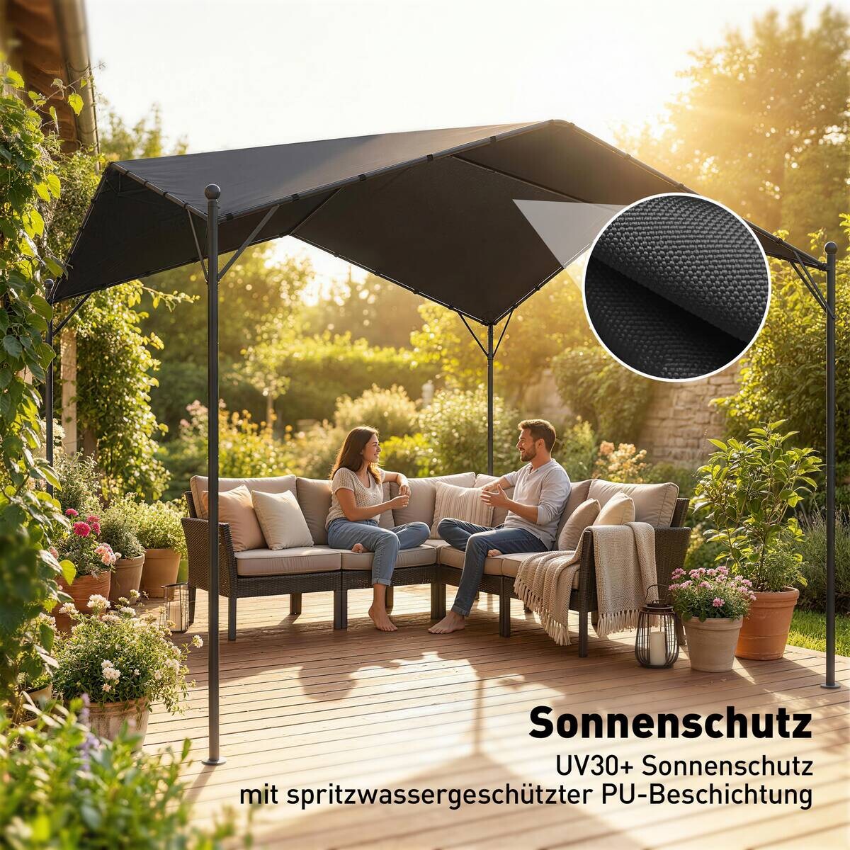Outsunny Pergola dunkelgrau Metall B/H/L: ca. 300x280x300 cm