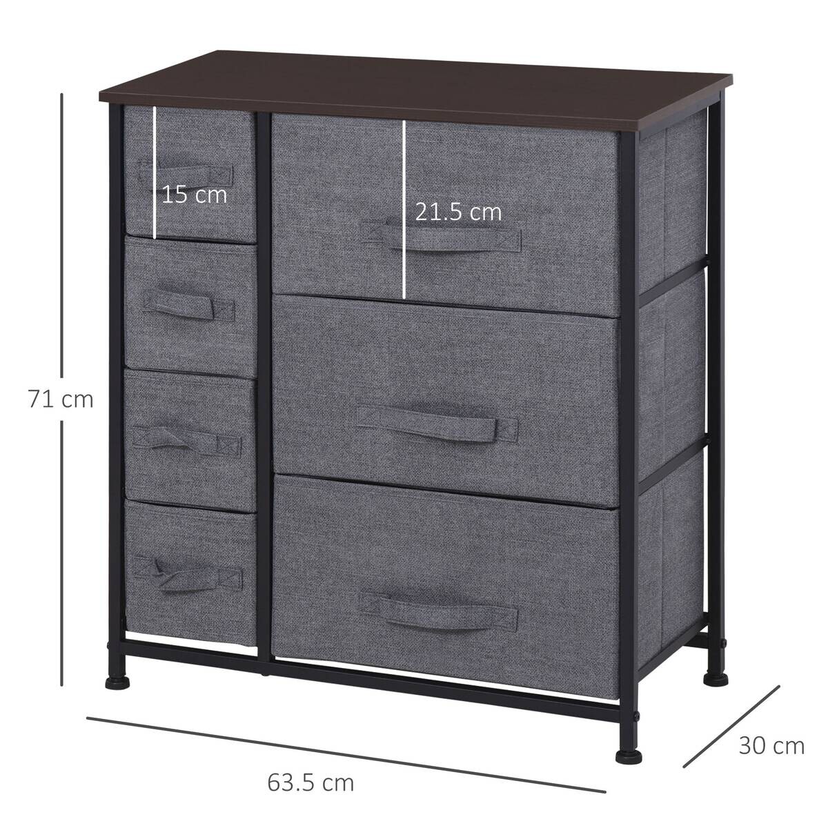 HOMCOM Aufbewahrungsregal dunkelgrau Edelstahl B/H/L: ca. 30x63,5x71 cm