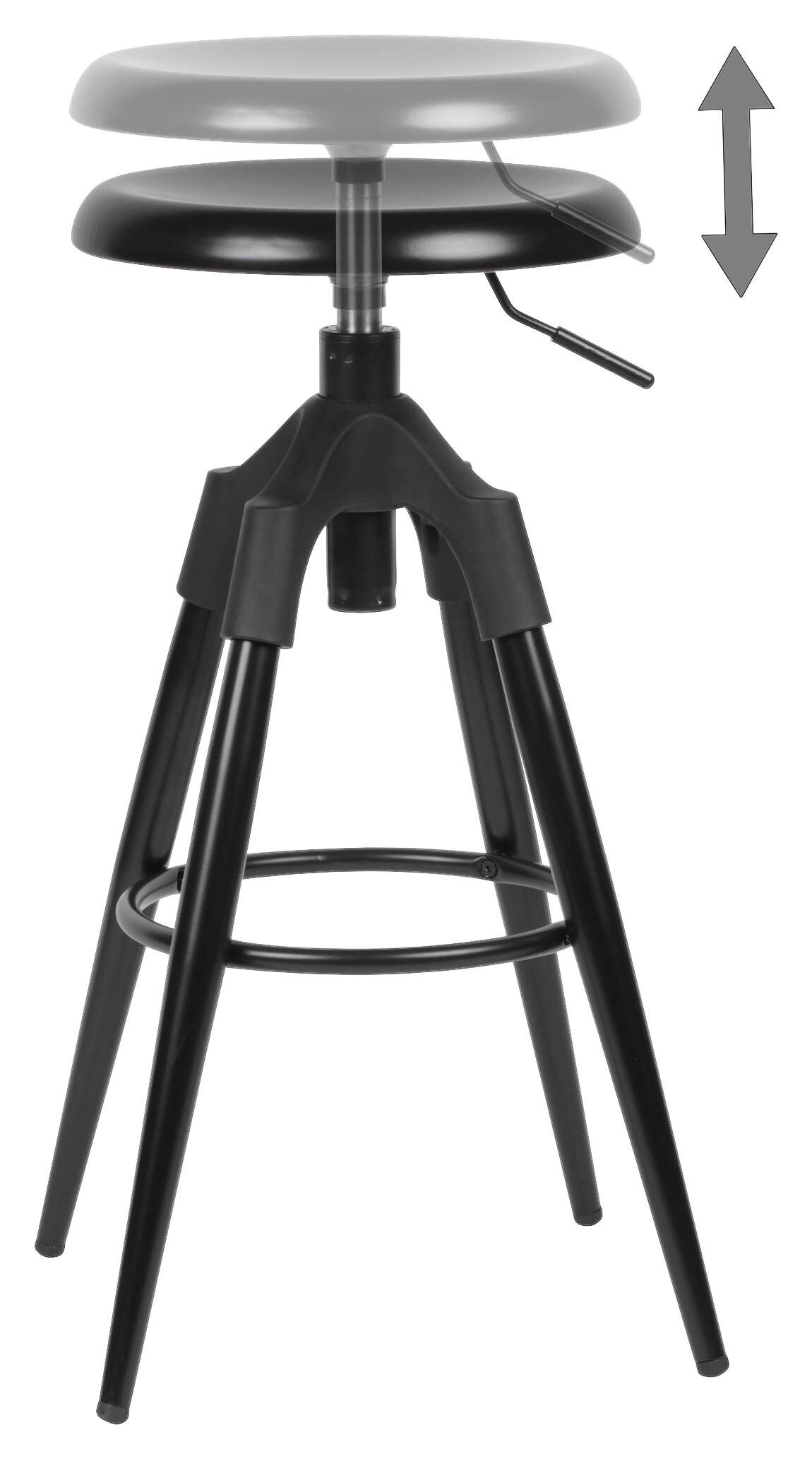 Barhocker schwarz Eisen B/H/T/D: ca. 53x80x53x31 cm
