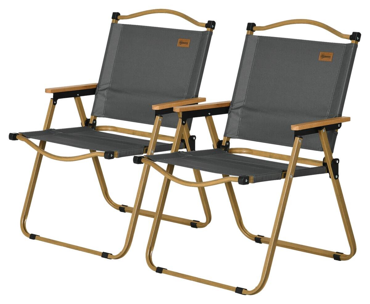 Outsunny Campinstuhl 2er Set dunkelgrau Stoff B/H/L: ca. 59x78x54 cm
