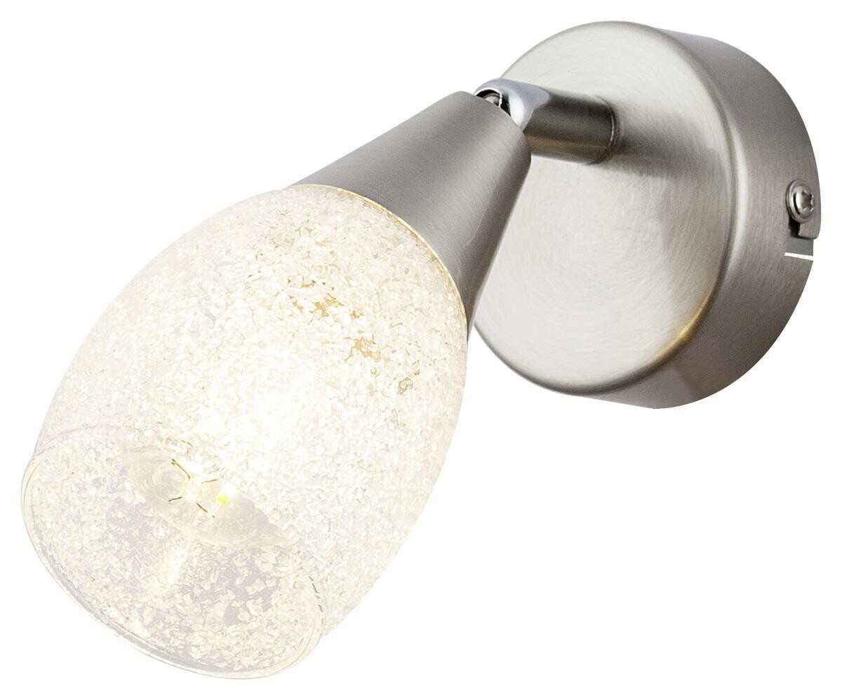 GLOBO Spot Franziska nickel matt klar Glas Metall Acryl B/L: ca. 7x14 cm 1 Brennstellen