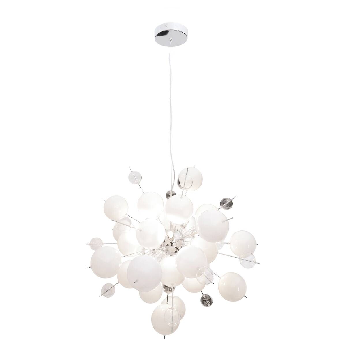 Näve Leuchten Pendelleuchte 7026423 weiß Metall Glas B/H/T: ca. 65x150x65 cm G9 10 Brennstellen