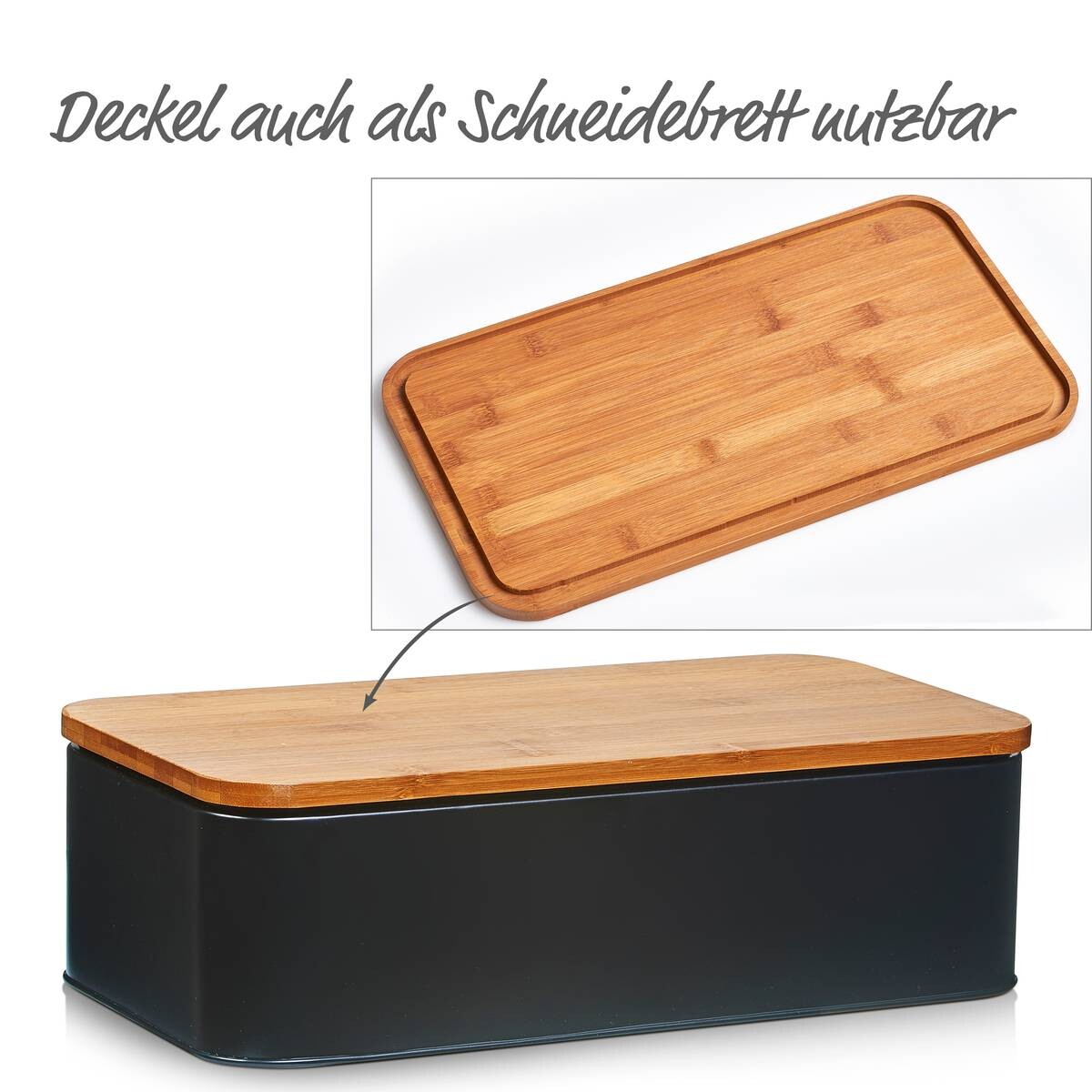 Zeller Brotkasten schwarz Metall B/H/L: ca. 23x13x42,5 cm