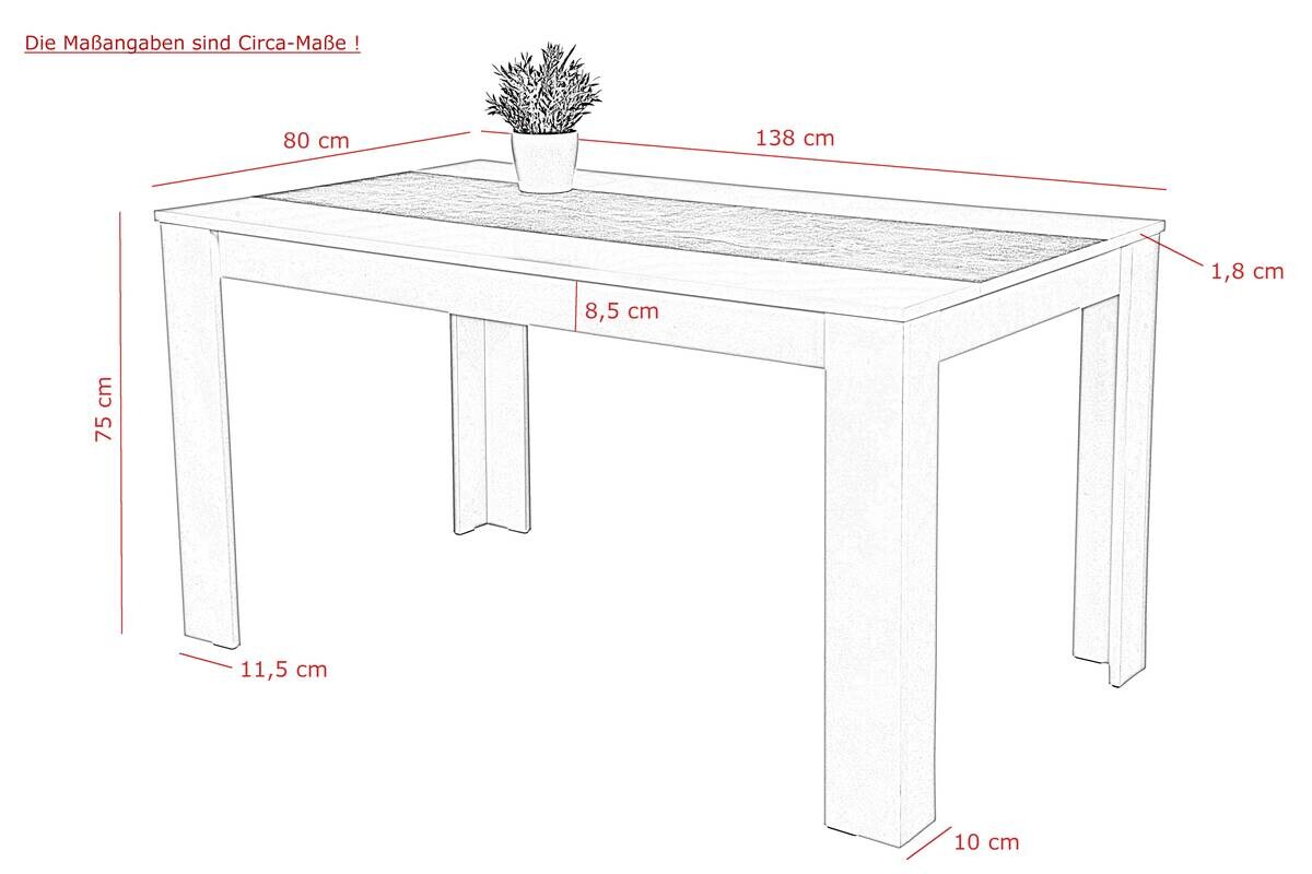 Essgruppe Lilo weiß Beton Holzwerkstoff B/H/T: ca. 138x76x80 cm