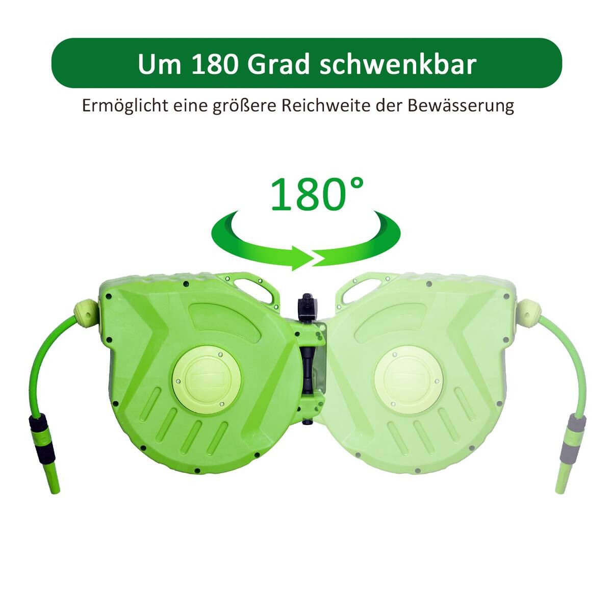 Outsunny Schlauchaufroller schwenkbar grün B/H/L: ca. 21x36x45 cm ca. 3 kg