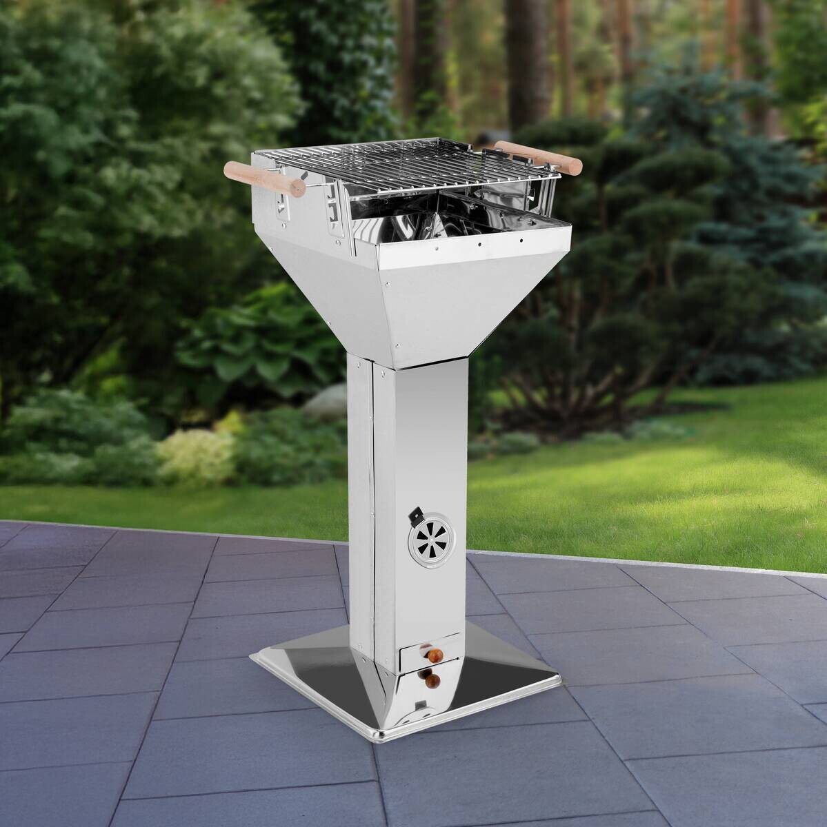 HI Grill Edelstahl B/H/L: ca. 38x94x38 cm