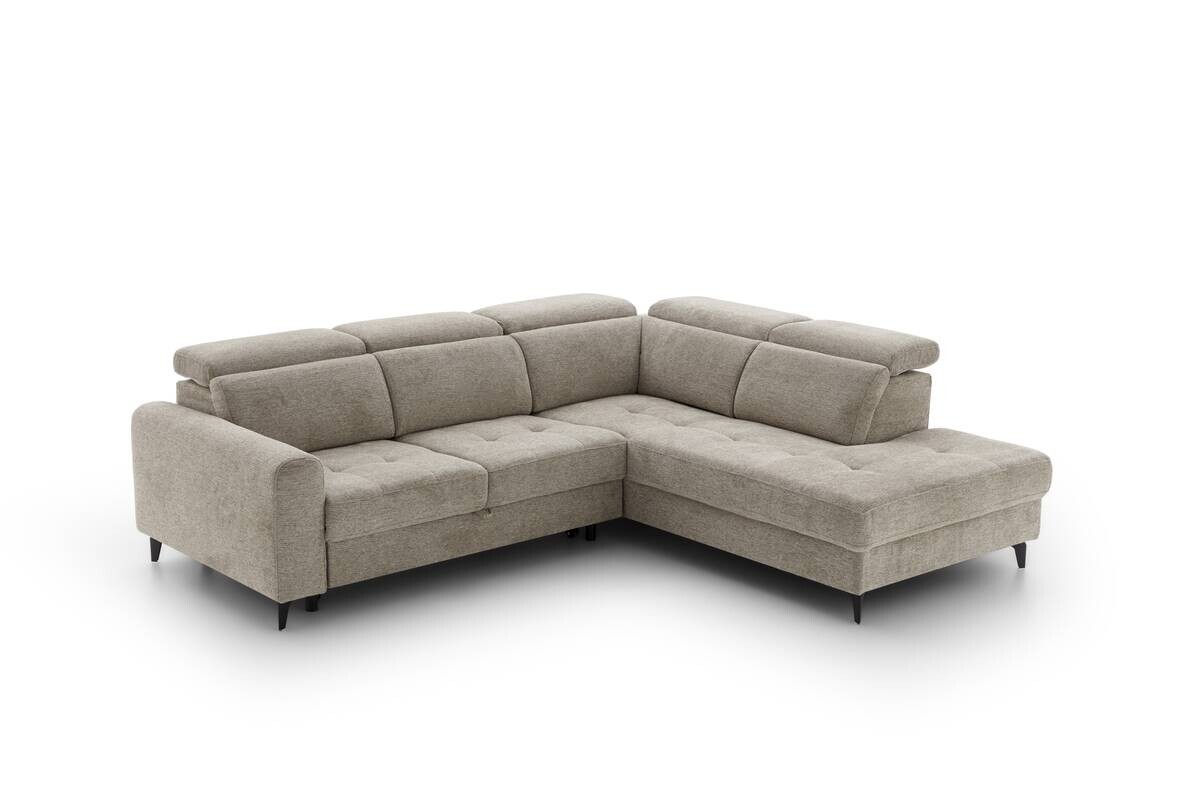 Ecksofa mit Bettfunktion taupe Flachgewebe B/H/T: ca. 258x96x221 cm