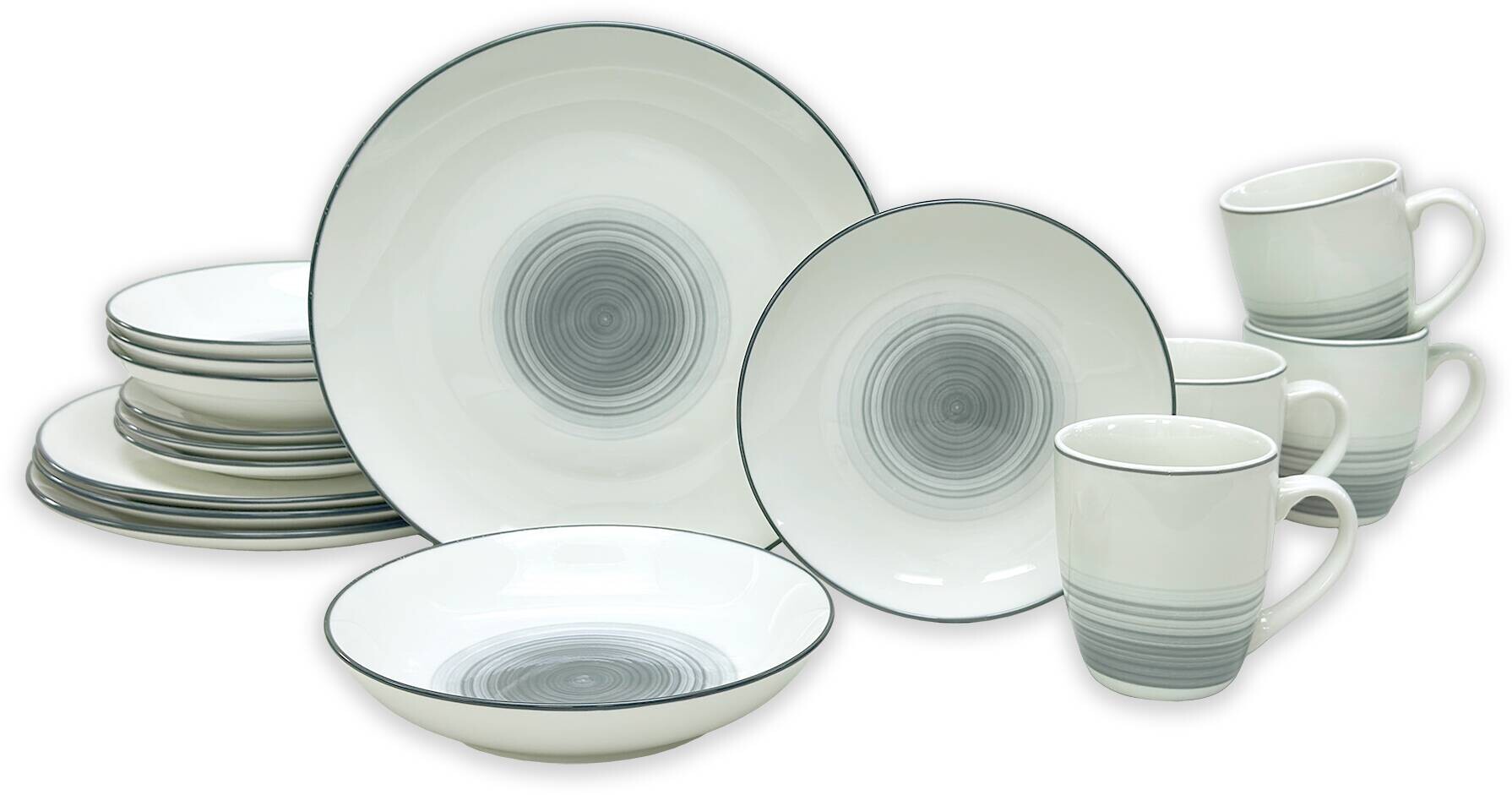 KEVOLI home Kombiservice blaugrau Porzellan 16 tlg.