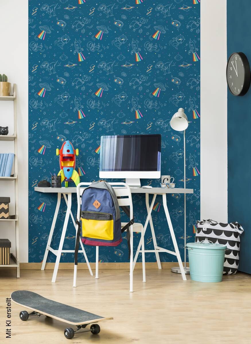 UGEPA Vliestapete Weltall blau B/L: ca. 53x1005 cm