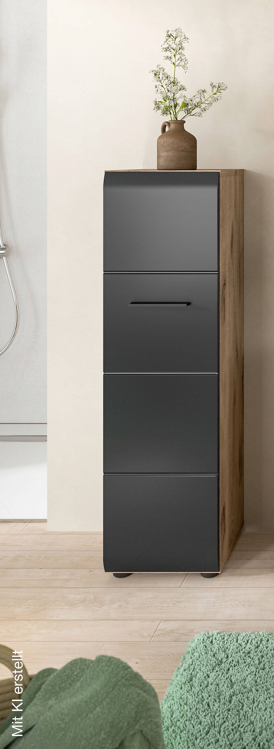 Stauraumelement Ice Nox Oak Nachbildung schwarz matt B/H/T: ca. 30x106x30 cm