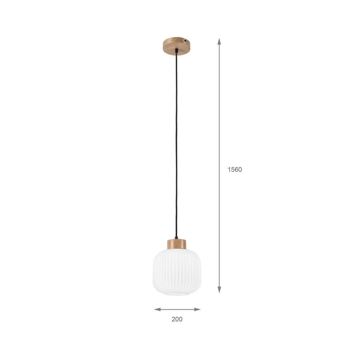 Lamkur Hängeleuchte Harmony weiß Eiche Glas Holz B/H/L: ca. 20x105x20 cm 1.0 Brennstellen