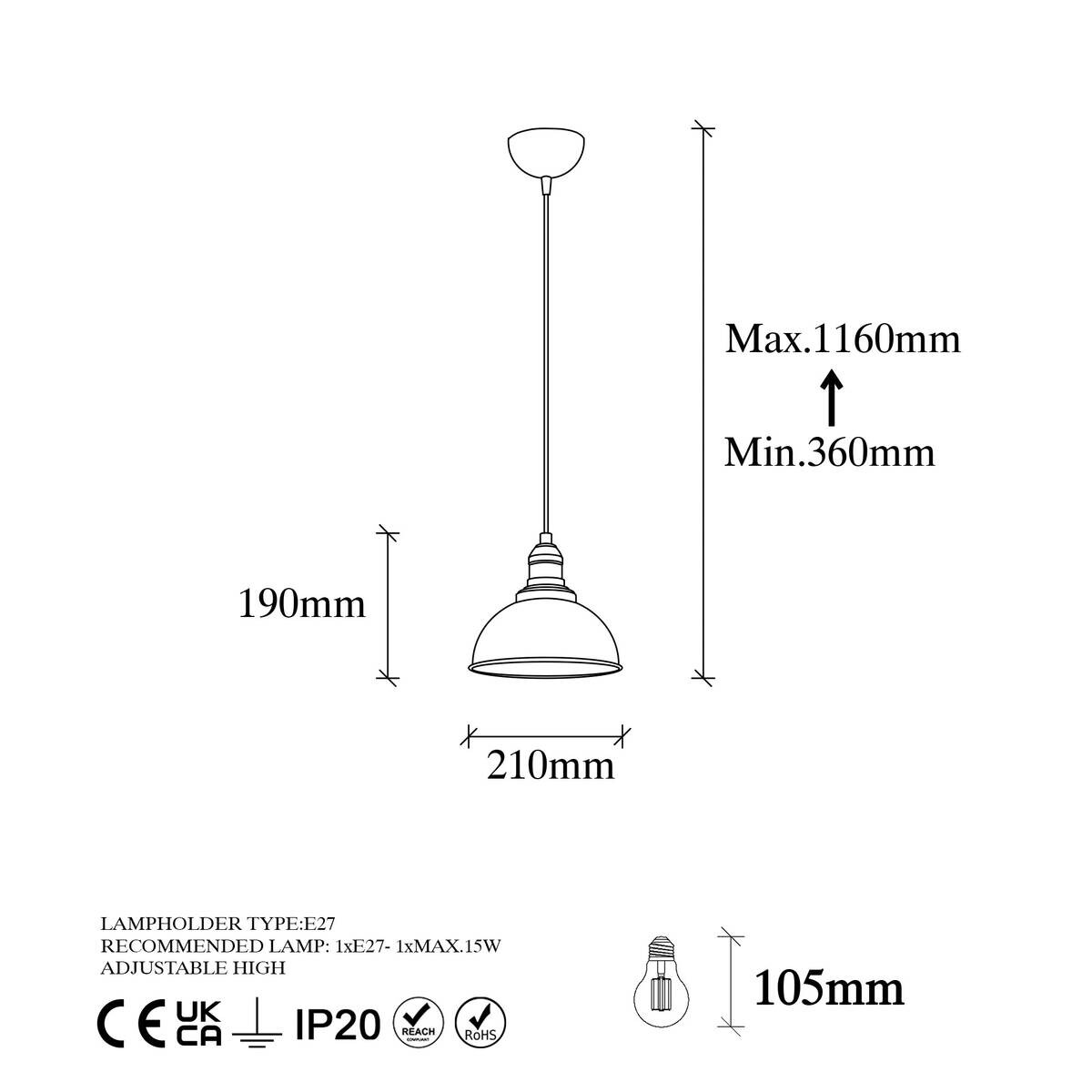 Opviq Pendelleuchte Varzan-10835 Metall B/H/T/L/D: ca. 21x116x21x21x21 cm E27 1 Brennstellen