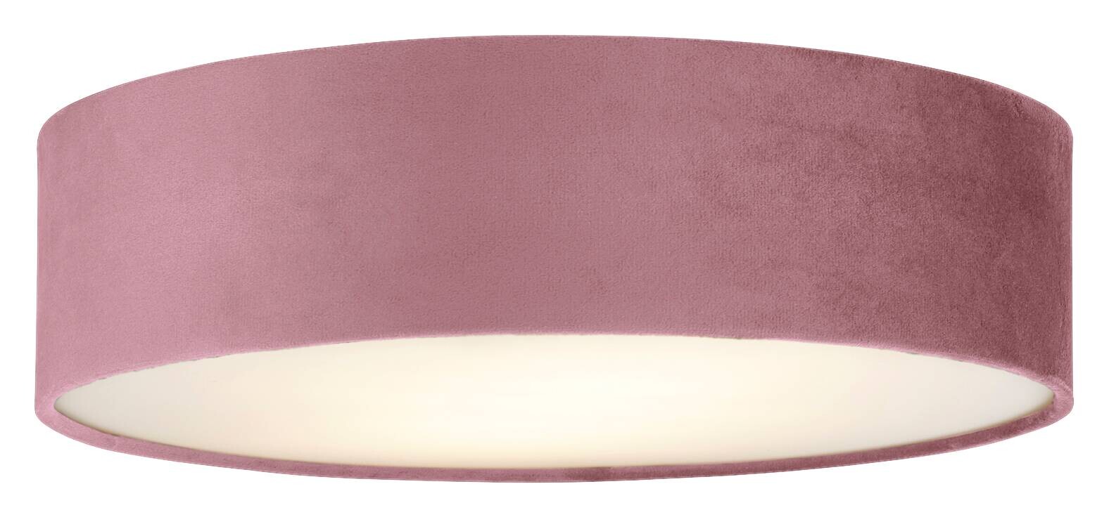 Searchlight Deckenleuchte Drum pink Stahl Samt B/H/L/D: ca. 38x10x38x38 cm E27 2 Brennstellen