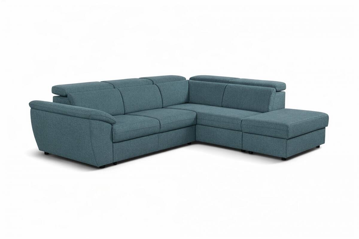 Ecksofa mit Bettfunktion und Bettkasten petrol Flachgewebe B/H/T: ca. 280x108x235 cm