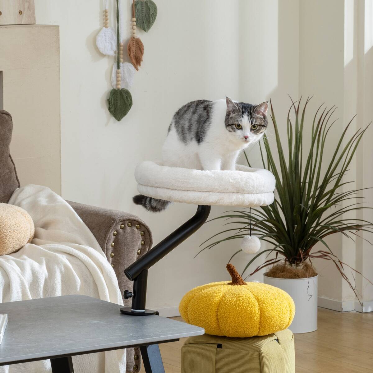 PawHut Katzen-Schreibtischbett cremeweiß Stahl B/H/L: ca. 35x48x35 cm